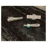 Sterling Silver and Stone-Set Tie Clips