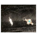 Silver Feather Pendant and Multi-Stone Charm Set