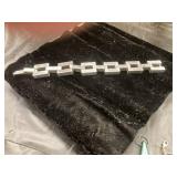 Silver-Tone Link Bracelet with Rectangular Chain D
