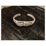 Silver-Tone Cuff Bracelet with Leaf Motif