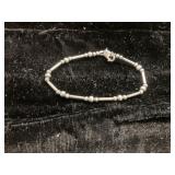 Sterling Silver Beaded Bracelet with Cylindrical a