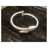 Sterling Silver Bangle Bracelet with Pointed Endca