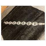 Silver-Tone Bracelet with Interlocking Oval Links