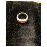 Sterling Silver Ring With Red Coral Inlay