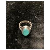 Sterling Silver Ring with Oval Turquoise Stone