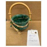 Ceramic Basket with Wooden Handle by Dee Frasher