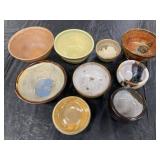 Ann Brink Handmade Pottery Lot of 9 Bowls
