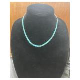 Turquoise Beaded Necklace with Silver Accents