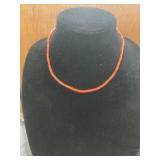 Single-Strand Red Coral Bead Necklace