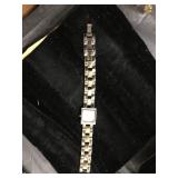 Two-Tone Metal Wristwatch with Square Face
