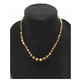 Tigerï¿½s Eye Beaded Necklace With Gold-Tone Clasp
