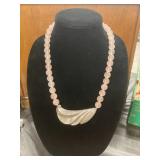 Rose Quartz Beaded Necklace with Silver Pendant