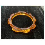 Amber-Colored Carved Lucite Bangle Bracelet