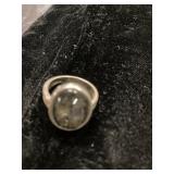 Sterling Silver Ring with Oval Transparent Stone