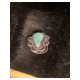 Sterling Silver Ring with Turquoise Cabochon