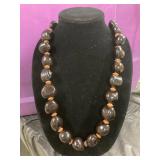 Chunky Brown Bead Necklace with Spacer Beads