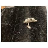 Silver Pin with Filigree Design and Dangling Charm