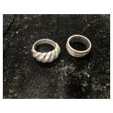Silver-Tone Rings with Decorative Band Designs