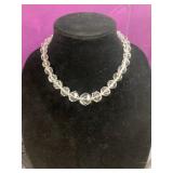 Faceted Clear Glass Bead Necklace