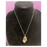 Silver Necklace with Stone Pendant
