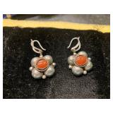 Silver Earrings with Carnelian Cabochons