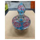 Glass Perfume Bottle with Encased Floral Design