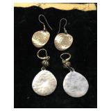 Four Hammered Metal Drop Earrings