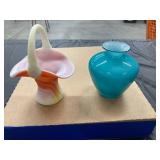 Decorative Glass Vessels Featuring Basket and Vase