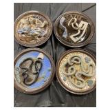 Four Ann Brink Ceramic Plates with Abstract Design