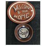 Ann Brink Pottery Plates with Text Designs