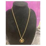 Gold-Tone Necklace with Circular Pendant