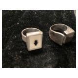 Silver Rings Featuring Cameo and Geometric Designs