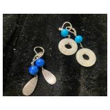 Gemstone and Silver Drop Earrings
