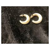 Cream-Colored Hoop Earrings with Metal Posts