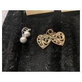 Heart-Shaped Gold Earrings and Pearl Earrings