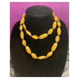 Two-Strand Yellow Bakelite-Style Beaded Necklace