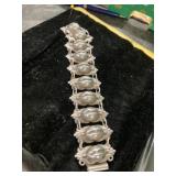 Silver Link Bracelet with Faux Pearl Accents