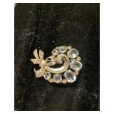 Silver-Tone Brooch with Clear Stone Accents