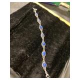 Sterling Silver Bracelet with Blue Gemstone Insets