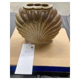 Brown Ceramic Vase with Shell Motif by Ann Brink