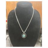 Sterling Silver Necklace with Turquoise Pendant