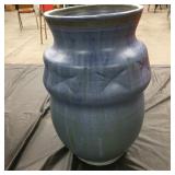 Hand-Thrown Blue Glazed Ceramic Vase
