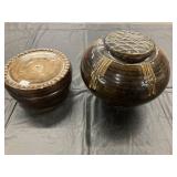 Ann Brink Pottery Stoneware Vessels with Glazed De