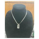 Silver Necklace with Rectangular Pendant