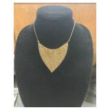 Gold-Tone Mesh Bib Necklace on Adjustable Chain