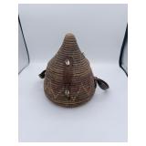Woven Basket with Cowrie Shells
