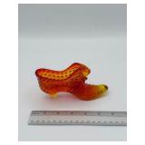 Amber Hobnail Glass Shoe