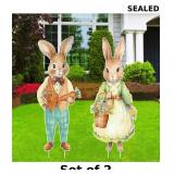 2x 2pcs Large Easter Vintage Bunny Yard Signs...