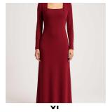 Long Sleeve Burgundy Maxi Dress