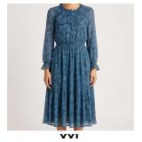 Blue Floral Long Sleeve Dress
